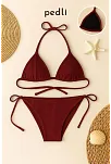 Kadın Bordo Yandan Ve Boyundan Bağlamalı Bikini Mayo Takımı