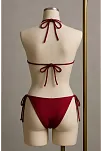 Kadın Bordo Yandan Ve Boyundan Bağlamalı Bikini Mayo Takımı