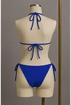 Kadın Mavi Yandan Ve Boyundan Bağlamalı Bikini Mayo Takımı
