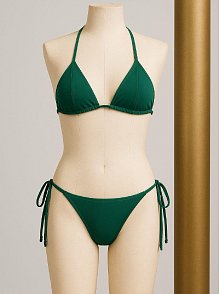 Kadın Yeşil Yandan Ve Boyundan Bağlamalı Bikini Mayo Takımı – Modern, Konforlu Ve Günlük Kombinlere Uygun