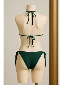 Kadın Yeşil Yandan Ve Boyundan Bağlamalı Bikini Mayo Takımı – Modern, Konforlu Ve Günlük Kombinlere Uygun