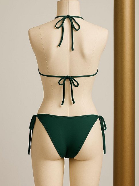 Kadın Yeşil Yandan Ve Boyundan Bağlamalı Bikini Mayo Takımı – Modern, Konforlu Ve Günlük Kombinlere Uygun