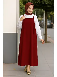 Kadın Bordo Basic Ayarlanabilir Askılı Jile Elbise – Şık, Rahat Ve 4 Mevsim Kullanıma Uygun