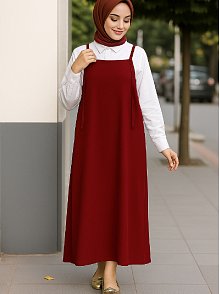 Kadın Bordo Basic Ayarlanabilir Askılı Jile Elbise – Şık, Rahat Ve 4 Mevsim Kullanıma Uygun