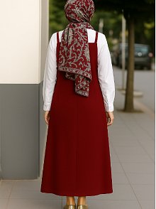 Kadın Bordo Basic Ayarlanabilir Askılı Jile Elbise – Şık, Rahat Ve 4 Mevsim Kullanıma Uygun