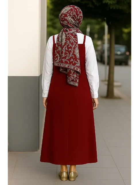 Kadın Bordo Basic Ayarlanabilir Askılı Jile Elbise – Şık, Rahat Ve 4 Mevsim Kullanıma Uygun