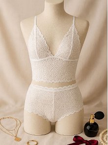 Kadın Beyaz Dantel Bralet Şort Takımı – Romantik Ve Zarif İç Giyim