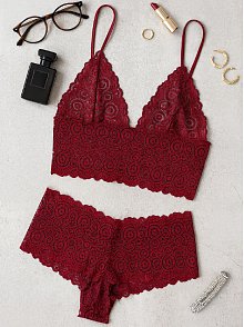 Kadın Bordo Dantel Bralet Şort Takımı – Asil Ve Sofistike İç Giyim