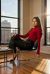 Kadın Bordo Parmak Detaylı Esnek Uzun Kollu Body