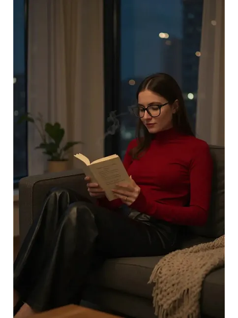 Kadın Bordo Parmak Detaylı Esnek Uzun Kollu Body