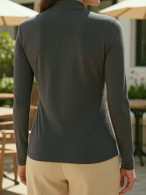 Kadın Antrasit Gri Parmak Detaylı Esnek Uzun Kollu Body