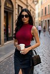 Kadın Bordo Kolsuz Balıkçı Yaka Basic Bluz