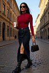 Kadın Bordo Kolsuz Balıkçı Yaka Basic Bluz