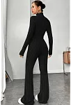 Kadın Siyah Boğazlı Crop Top Ve Yüksek Bel Eşofman Takımı Spor Şık Kombin