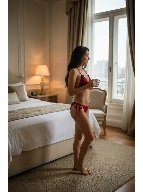 Kadın Bordo Fiyonklu İç Çamaşırı Ve Uzun Kollu V Yaka Pijama Takımı 4'lü Set