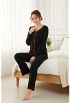 Premium Kadın 4’lü Fitilli Set – Siyah Kırmızı Biyeli (pijama Üst, Pantolon, Bikini Takımı)