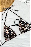 Kadın Leopar Desenli Ve Siyah Minimal Kesim Üçgen Bikini Üstü