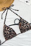 Kadın Leopar Desenli Ve Siyah Minimal Kesim Üçgen Bikini Üstü