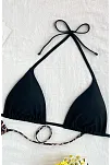 Kadın Leopar Desenli Ve Siyah Minimal Kesim Üçgen Bikini Üstü