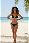 Kadın Siyah Pedli Bel Ve Boyundan Bağlamalı Dantelli Şık Bikini Takımı