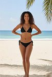 Kadın Siyah Pedli Bel Ve Boyundan Bağlamalı Dantelli Şık Bikini Takımı