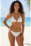 Kadın Beyaz Pedli Bel Ve Boyundan Bağlamalı Dantelli Şık Bikini Takımı