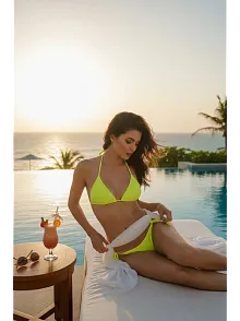 Kadın Fosforlu Yandan Bağlamalı Bikini Mayo Takımı