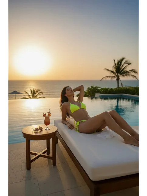 Kadın Fosforlu Yandan Bağlamalı Bikini Mayo Takımı