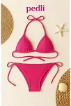 Kadın Fuşya Yandan Bağlamalı Bikini Mayo Takımı