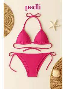 Kadın Fuşya Yandan Bağlamalı Bikini Mayo Takımı