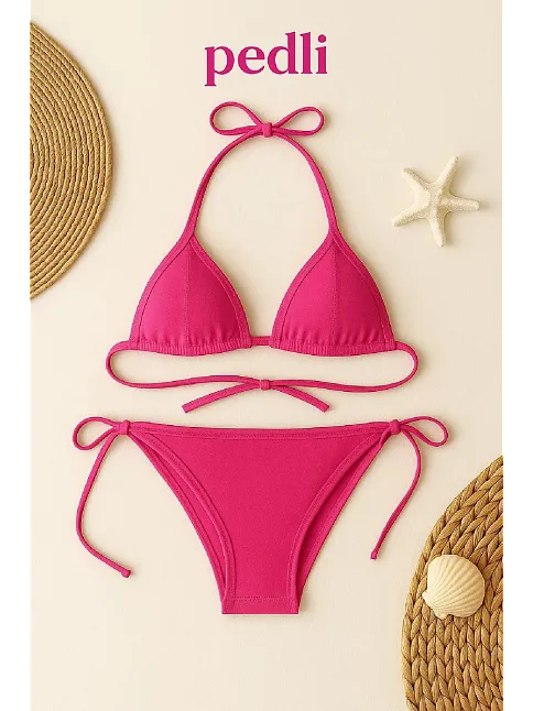 Kadın Fuşya Yandan Bağlamalı Bikini Mayo Takımı