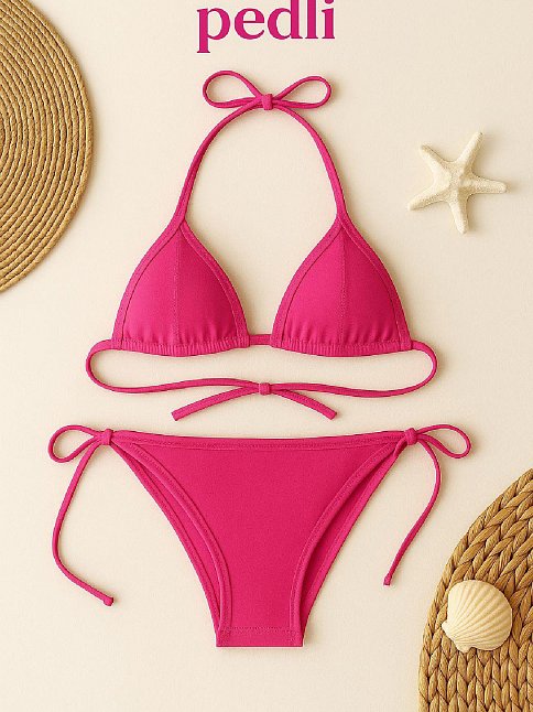 Kadın Fuşya Yandan Bağlamalı Bikini Mayo Takımı