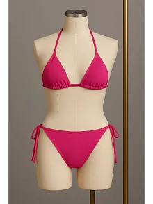 Kadın Fuşya Yandan Bağlamalı Bikini Mayo Takımı