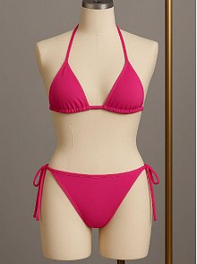 Kadın Fuşya Yandan Bağlamalı Bikini Mayo Takımı