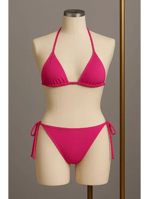 Kadın Fuşya Yandan Bağlamalı Bikini Mayo Takımı