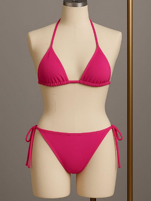 Kadın Fuşya Yandan Bağlamalı Bikini Mayo Takımı