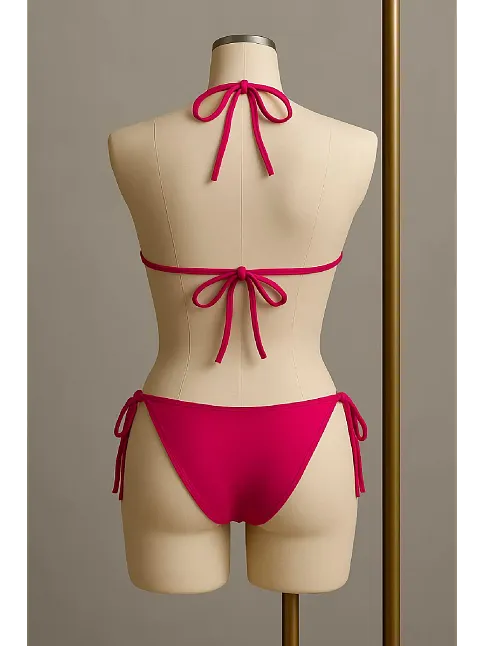 Kadın Fuşya Yandan Bağlamalı Bikini Mayo Takımı
