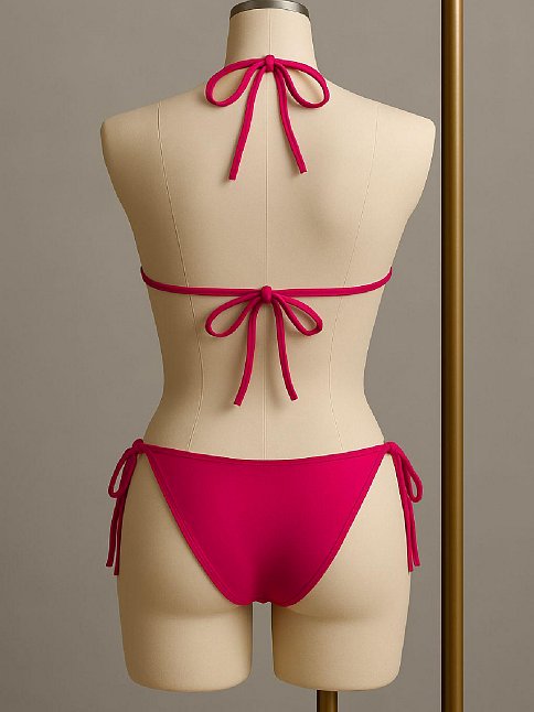 Kadın Fuşya Yandan Bağlamalı Bikini Mayo Takımı