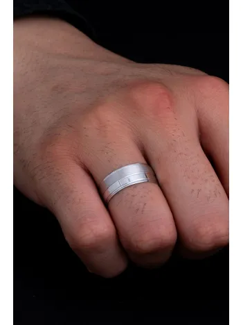 Erkek Gümüş Yüzük - 925 Ayar Sade Gümüş Alyans Yüzük