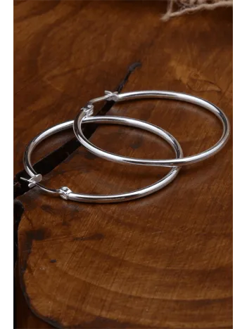 Ottoman 35mm Halka Kesim Yuvarlak Model 925 Ayar Gümüş Kadın Küpesi - GKPYVRLKMDL-GMS