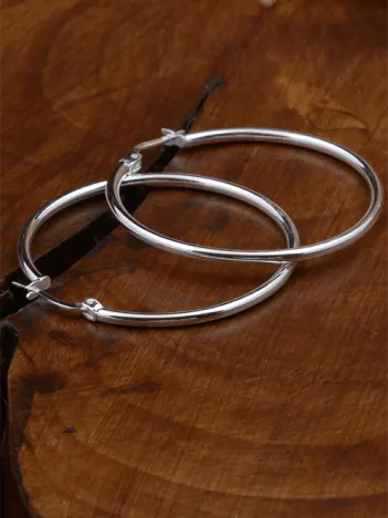 Ottoman 35mm Halka Kesim Yuvarlak Model 925 Ayar Gümüş Kadın Küpesi - GKPYVRLKMDL-GMS