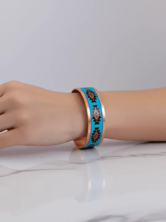 Kadın Bakır Bileklik - Charmaleon Model Özel Baskı Metal Kutu Ve Doğal Taşlar