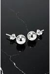 Kadın Gümüş Küpe - 8 mm 925 Ayar Gümüş Top Küpe