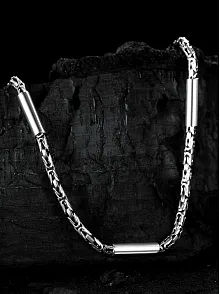 2,8mm Kral Gümüş Erkek Kolye Zincir Silindir Parçalı Model