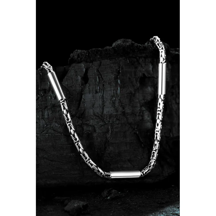 2,8mm Kral Gümüş Erkek Kolye Zincir Silindir Parçalı Model 2,8mm Kral Gümüş Erkek Kolye Zincir Silindir Parçalı Model