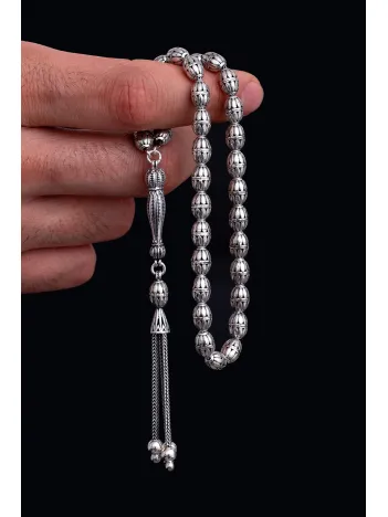 Erkek Gümüş Tespih - Ferman Arpa Kesim Gümüş Tespih