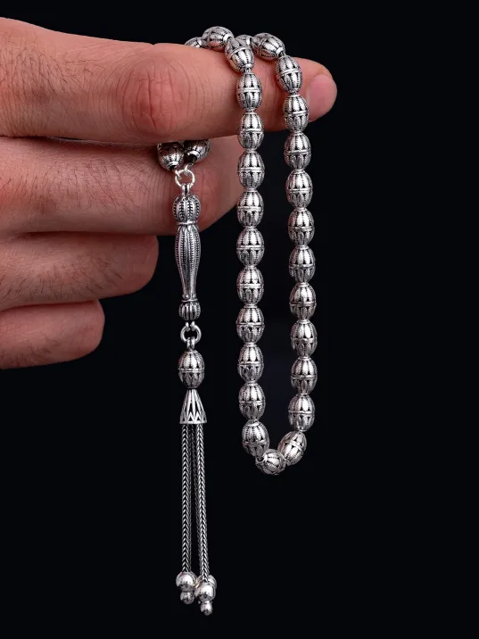 Erkek Gümüş Tespih - Ferman Arpa Kesim Gümüş Tespih Erkek Gümüş Tespih - Ferman Arpa Kesim Gümüş Tespih