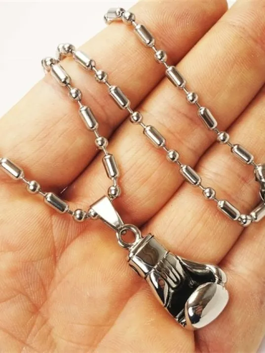 316l Paslanmaz Çelik Büyük Boy Boks Eldiveni Erkek Çelik Kolye