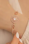 Kadın Bileklik- Gümüş Rose Renk Baget taşlı Kadın Bileklik