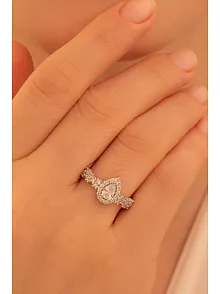 Kadın Gümüş Yüzük - Aylin Damla Model Zirkon Taşlı Kadın Yüzük